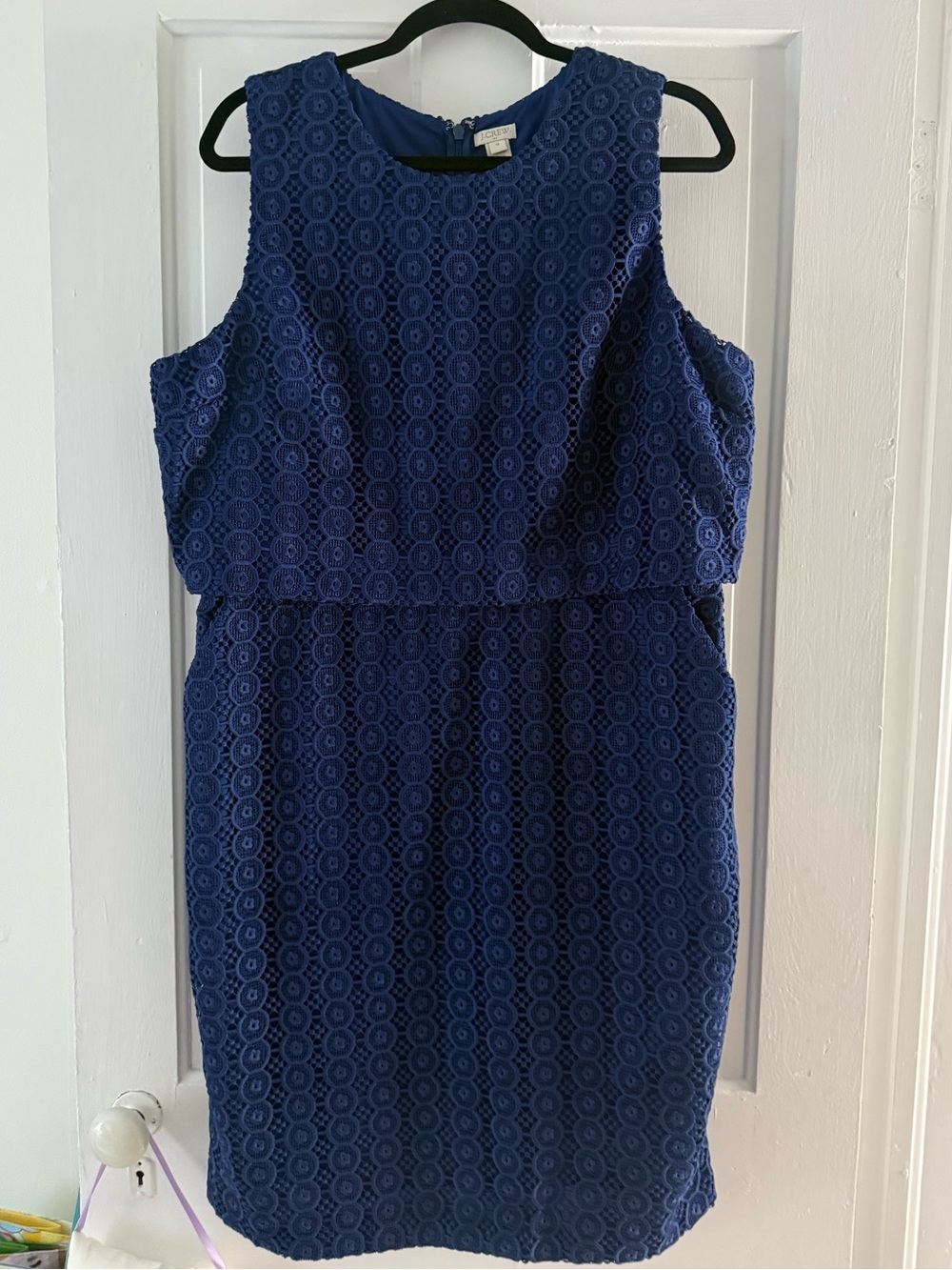 J. Crew Navy Blue Sleeveless Lace Sheath Dress